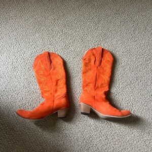 Orange Cowboy Boots size 10